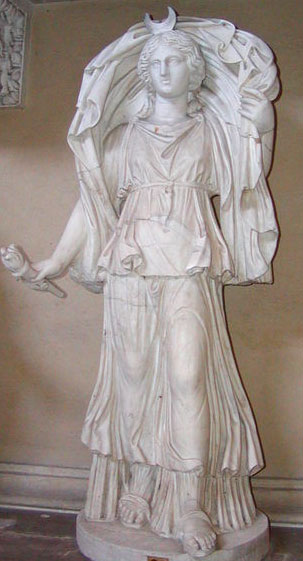 Statue of Selene/Luna, the Titan Goddess of the Moon at the Pio Clementino Museum, Vatican City