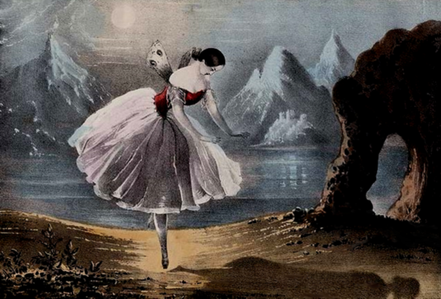 Lithograph of Fanny Cerrito as Ondine in the Pas de l'Ombre (1843)
