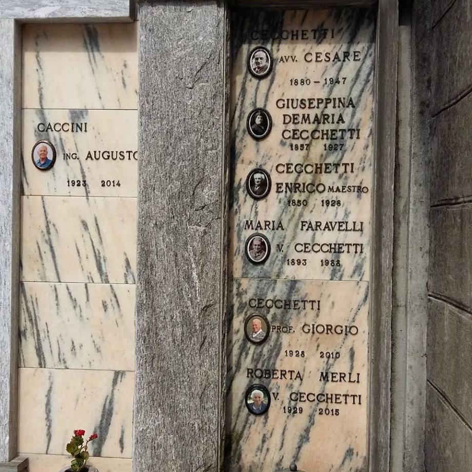 Enrico Cecchetti's grave at Quarna Sotti (2017)