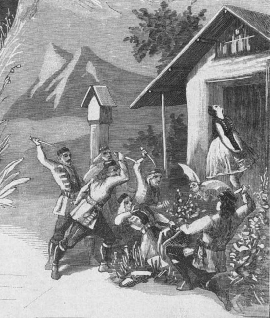 Fig. 5 - The Vampire Butterfly is destroyed and Roxana is freed, lithograph by Domentovsky (1878)